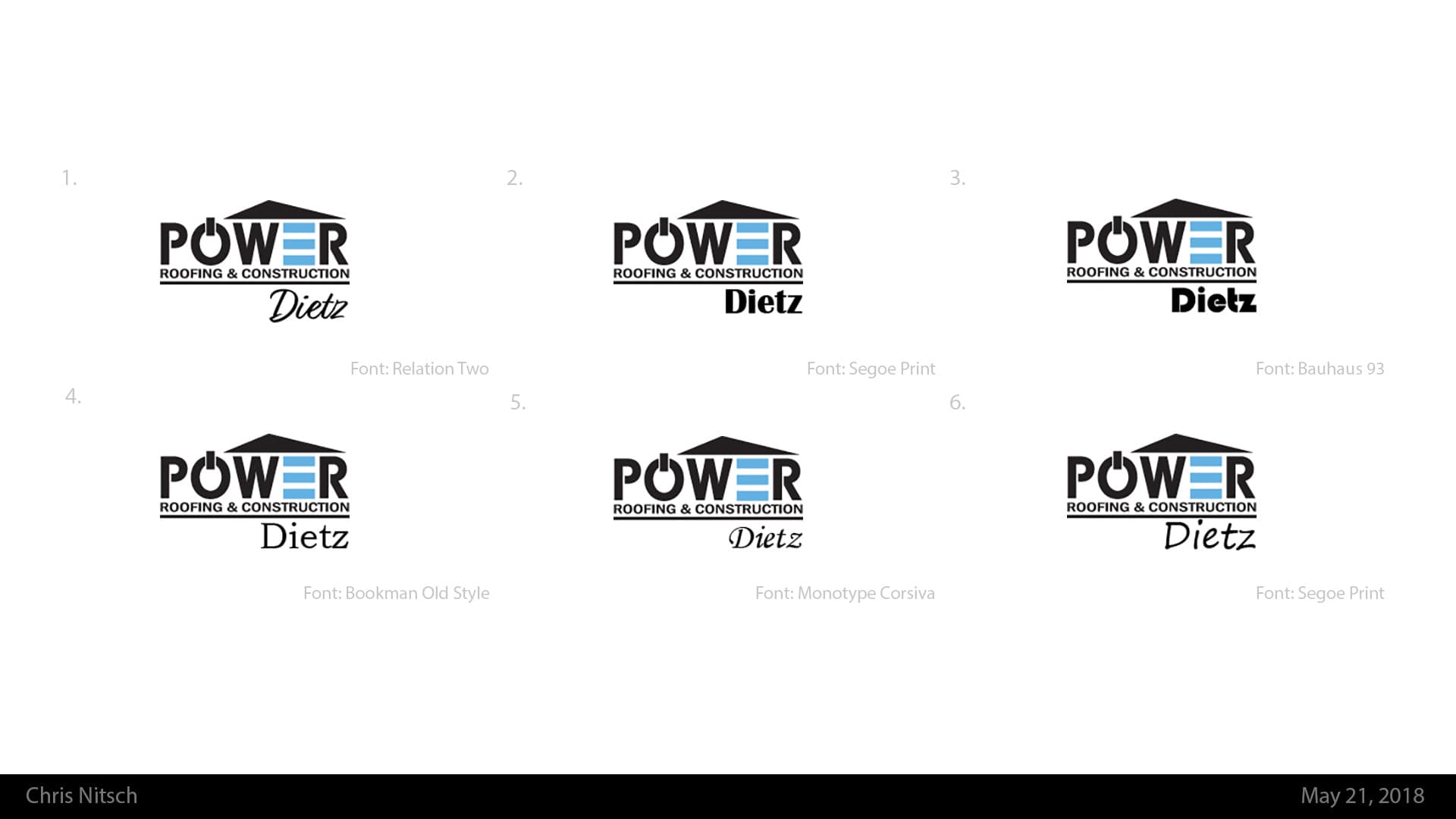 Power Roofing Construction Logo Presentation